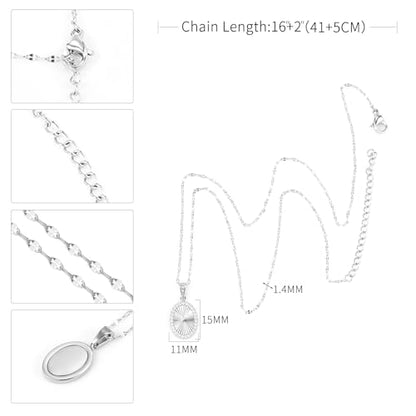 16 Inch Women's Pendant Necklace Chains - 5 Different Pendant Designs, Dainty Adjustable Chains(Gold/Silver) - color: silver3
