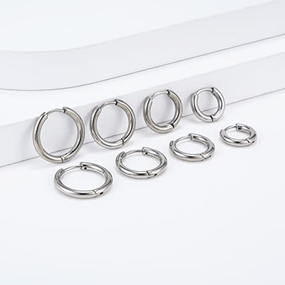 Titanium Huggie Hoop Earrings Hypoallergenic Nickel Free Hinged Sleeper Earrings for Sensitive Skin Cartilage Helix Lobes - style: Huggie 8mm silver