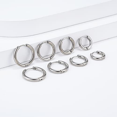 Titanium Huggie Hoop Earrings Hypoallergenic Nickel Free Hinged Sleeper Earrings for Sensitive Skin Cartilage Helix Lobes - style: Huggie 12mm silver