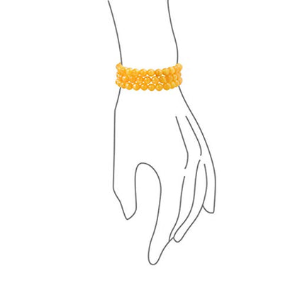 Bling Jewelry Genuine 8MM Gemstone Ball Bead Stretch Bracelet Stackable (3 Set) - color: Yellow Jade Quartz