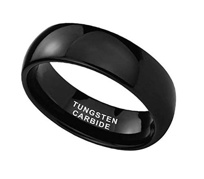 CROWNAL 2mm 4mm 6mm 8mm 10mm Tungsten Wedding Band Ring Men Women Plain Dome Polished Size Comfort Fit Size 3 To 17 - color: Black 8mm