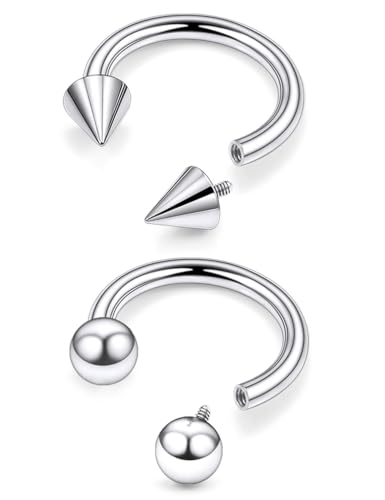 F136 Titanium 20/18/16/14/12/8/4/2g Septum Nose Rings Gauge Earrings Lip Rings Prince Albert Jewelry Internally Threaded Horseshoe Hoop Piercings - size: 14g*10mm