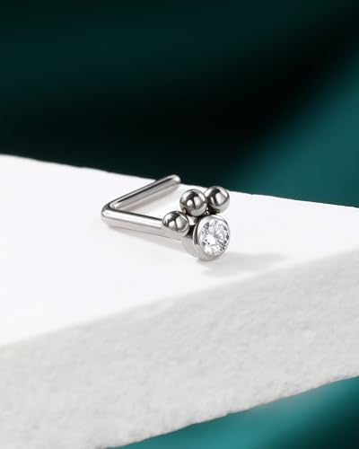 3PCS Titanium Flower Nose Rings Studs 20G, 6.5mm L-Shaped Nose Piercing Jewelry Set - Hypoallergenic Surgical Steel Heart L Bend Nostril Stud for Women Men - color: 1PCS-Paw