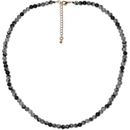 Simple 4mm Gemstones and Crystals Choker Necklace Unisex 16"-18" | Necklaces for Women Men, Adjustable, 40-45 cm Chain Length, Handmade, Spiritual Gemstones, Positive Energy, Daily Wear - style: Alabaster