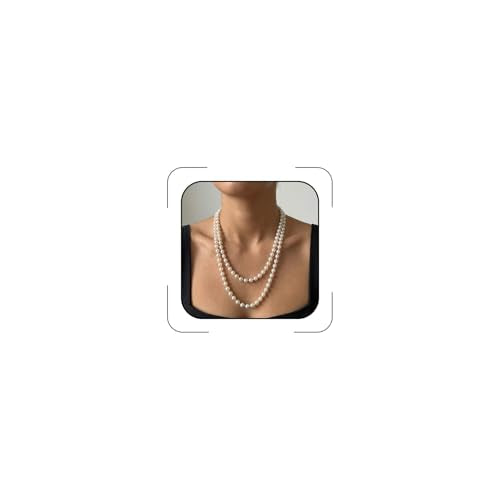 Long Pearl Necklaces for Women Layered Pearl Long Sweater Necklaces Vintage Elegant Pearls Necklace Trendy Dainty Wedding Costume Party Jewelry