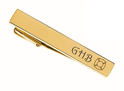 Personalized Gold Tie Clip For Firefighters Engraved Free - Custom Maltese Cross Tie Bar - Gift For Fireman | Free Engraving - Ships From USA