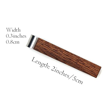 STJARNA Wood Tie Clip Brown 2inch Stainless Steel Tie Bar Handmade Jewelry - style: Dark Brown