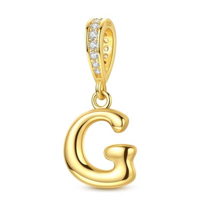 Hapour Gold Initial Letter Charms 925 Sterling Silver Alphabet Beads | 14K Gold Plated, A-Z Letter Charms, For Bracelets Necklace, Cubic Zirconia, DIY Dangle Pendant Beads, For Women Mom - color: Golden initial letter G