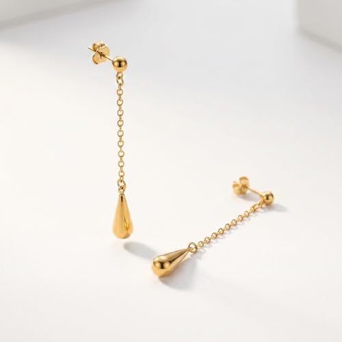 Gold Plated Dangle Earrings Dainty Silver Drop Earring Trendy Long Dangling Wedding Bridesmaid Hoop Diamond Crystal Cute Earring Prom Jewelry Graduation Gifts for Women - color: gold 4