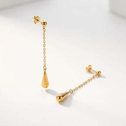 Gold Plated Dangle Earrings Dainty Silver Drop Earring Trendy Long Dangling Wedding Bridesmaid Hoop Diamond Crystal Cute Earring Prom Jewelry Graduation Gifts for Women - color: gold 4