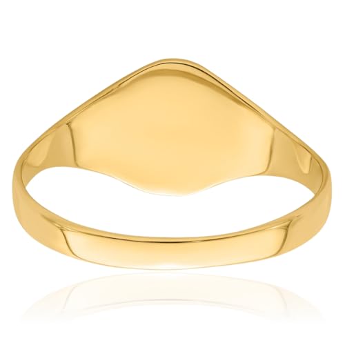 IceCarats 14K Solid Yellow Gold Oval Custom Engraved Signet Ring