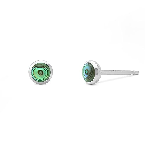 Boma Jewelry Sterling Silver Mini Circle Stud Earrings - color: Abalone
