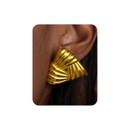Gold Chunky Earrings for Women Trendy, 14K Gold Plated Dainty Kont Earrings Statement Minimalist Hypoallergenic Stud Earrings - color: Gacia & Gold