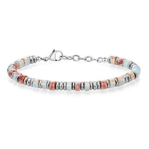 SIUMAL Mens Bracelet, Boho Stainless Steel Bracelets for Men, Beaded Bracelets, Jewelry Gifts for Husband, Father, Friends - color: Colorful
