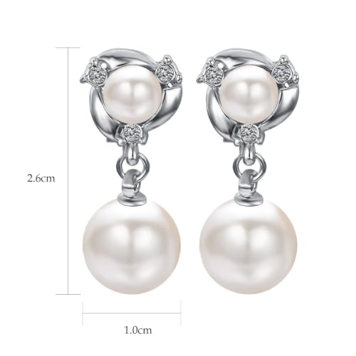 Yoursfs Pearl Dangle Clip On Earrings for Women Vintage Faux Pearl Earrings Non Pierced Crystal Earring - style: Pearl Dangle Clip On Earrings