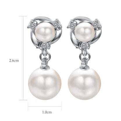 Yoursfs Pearl Dangle Clip On Earrings for Women Vintage Faux Pearl Earrings Non Pierced Crystal Earring - style: Pearl Dangle Clip On Earrings