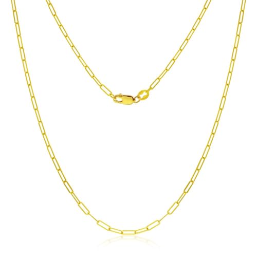 14K Gold Filled Paperclip Chain Necklace for Women – Hypoallergenic Tarnish Resistant Layering Necklace – 16 to 22 Inch - color: Paperclip 16" - 2mm