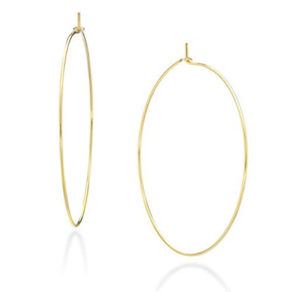 Miabella 925 Sterling Silver or 18K Gold Plated Super Thin Threader Wire Hoop Earrings for Women Made in Italy - color: yellow-gold-plated-silver, 50mm - 2 Inch