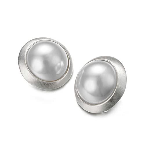 Yoursfs Clip on Earrings for Women Round Faux Pearl Earrings Clipon 18K Gold Plated Non Pierced Earring Jewelry - color: White GP White Pearl Clips on
