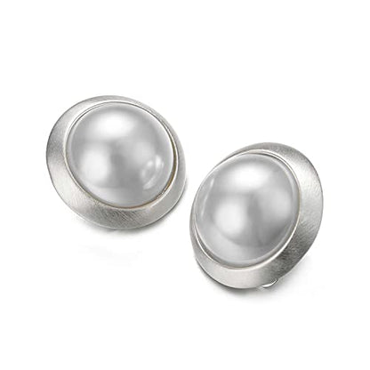 Yoursfs Clip on Earrings for Women Round Faux Pearl Earrings Clipon 18K Gold Plated Non Pierced Earring Jewelry - color: White GP White Pearl Clips on