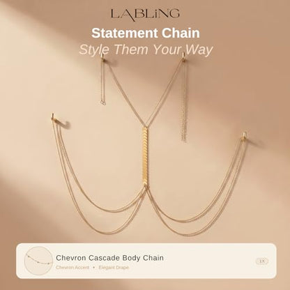Gold Body Chain for Women | Layered Bikini Belly & Waist Chain Adjustable | Sexy Back Jewelry for Beach Vacation & Parties - color: Style 4