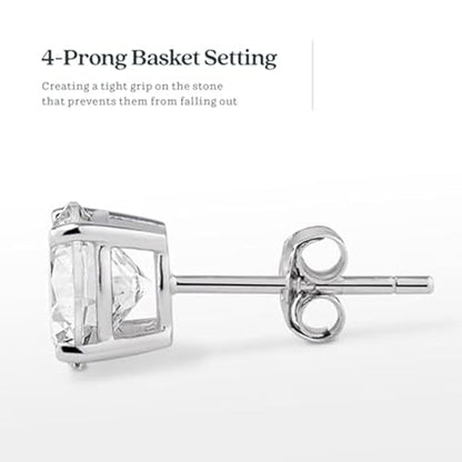 KEZEF Sterling Silver Stud Earrings for Women & Men - 4-Prong Setting Cubic Zirconia Earrings Studs - Premium CZ S925 Hypoallergenic - Available in 14K White and Yellow Gold, Rose Gold - 3mm to 9mm - color: 14K White Gold, size: 7mm - Noticeable