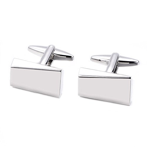 Cufflinks for Men, Stainless Steel Cuff Links Mens for Wedding Business Gifts, Silver, Black, Gold - color: Silver