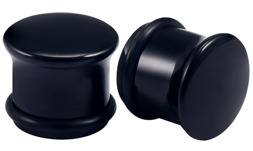 8G-12mm Solid Ear Plugs Tunnels for Women Men Single Flared Ears Gauge Plugs with O-Ring Stretcher Expander Piercing Body Jewelry Black White Clear Opalite 1 Pairs - color: Black, size: 0 Gauge(8mm) = 5/16 inch