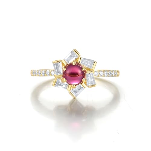 Santuzza Sterling Silver Gemstone Flower Ring for Women - color: [A]Orchid-Red