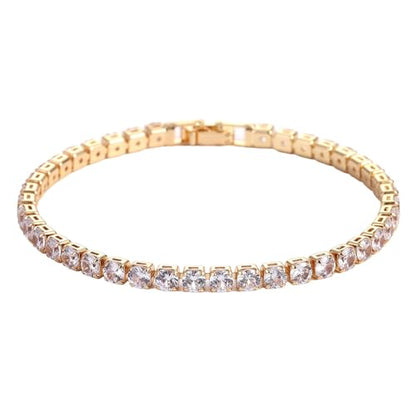 GulCean 14K Gold Plated 4mm Cubic Zirconia Classic Tennis Bracelet Copper CZ Charm Iced Out Tennis Bracelet for Women Men Size 6.7inch 7.5 inch - color: Gold, size: 6.7inch(17cm)