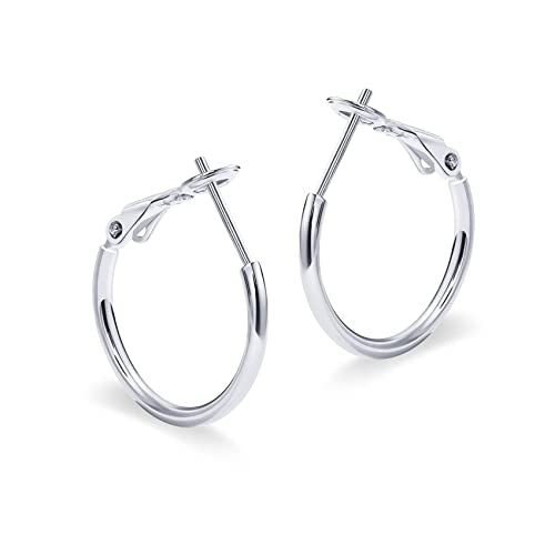 PAVOI Gold Hoop Earrings for Women, 14K Gold Plated Paddle-Back Hoops | Large Hoop Earrings, Lightweight Hoops, Gold Hoops, 925 Sterling Silver Posts - style: 20 Millimeters