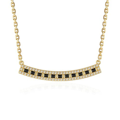 Fettero Dainty 14K Gold Plated Cubic Zirconia Necklaces for Women, Simple Bar Pendant Necklace, Mix-color Rainbow Jewelry Gold Necklace for Women Trendy Gifts - style: Smile Bar