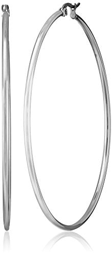 Amazon Essentials Stainless Steel Rounded Tube Hoop Earrings (50mm), (previously Amazon Collection) - color: Stainless Steel, size: 60 mm
