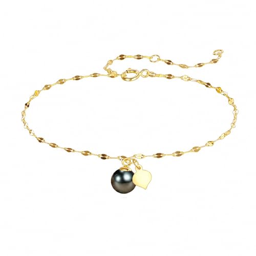 14K Gold Pearl Bracelet for Women,Lip Chain Pearls Link Bracelets Anniversary Christmas Mother’s Day Jewelry Gift for Mom Wife Her - style: style2-black pearl