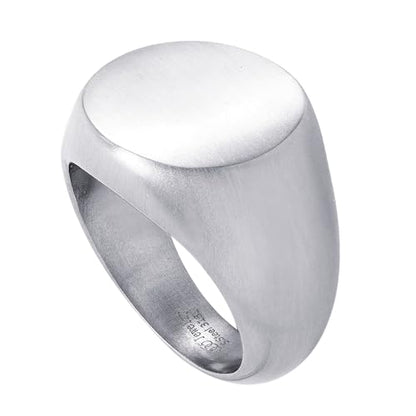 555Jewelry Stainless Steel Solid Plain High Polish Round Signet Ring for Men - color: Silver Matt