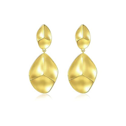 Large Geometric Drop Dangle Earrings for Women Pearl Teardrop Disc Rectangle Oval Fishtail Shell Shaped Textured Dangle Studs Earrings for Women - color: Gold-Irregular