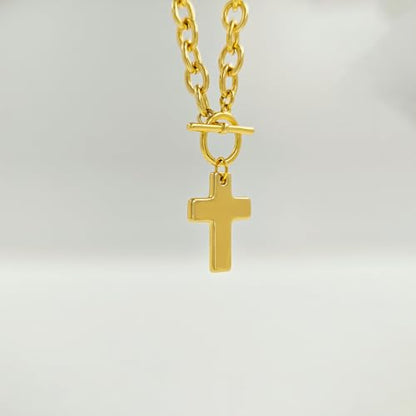 Airmb Cross Necklace for Women Gold/Silver Plated Layered Dainty Cross Chain Trendy Choker Satellite Charm Small Crucifix Pendant Gold/Silver Necklace Stackable Hypoallergenic Delicate Gift for Women - color: Gold-Chunky Cross