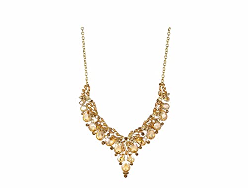 Jewelry Set for Women, Statement Necklace Dangle Earrings Bracelet Ring, White/KC Gold Plated Jewelry Set with Rhinestone Pearl Crystal Wedding Party Jewelry for Bridal Bridesmaid - color: Champagne-Gold Plated