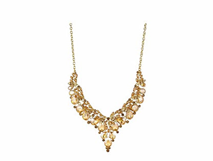 Jewelry Set for Women, Statement Necklace Dangle Earrings Bracelet Ring, White/KC Gold Plated Jewelry Set with Rhinestone Pearl Crystal Wedding Party Jewelry for Bridal Bridesmaid - color: Champagne-Gold Plated