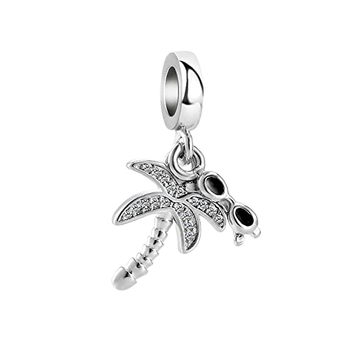 Women Hawaii Tropical Island Plam Tree Charm for Bracelets Pendant Necklaces Sunglasses Dangle Birthday Birthstones Cubic Zirconia - color: White