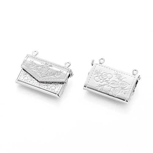 Beadthoven 20pcs Fashion Handbag Shaped Locket Pendants Platinum Brass Photo Frame Charms Photo Holder Memory Locket Pendants for DIY Necklace Jewelry Making - color: Platinum-Bag Shape