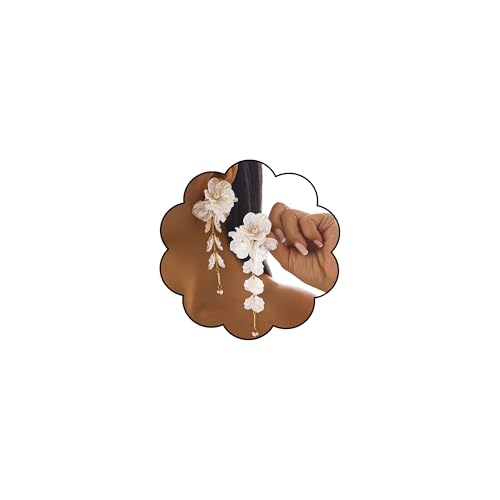 Fabric Flower Earrings for Women Colorful Long Tassel Floral Drop Earrings Fashion Boho Exaggerated Statement Beach Party Jewelry - color: acrylic white