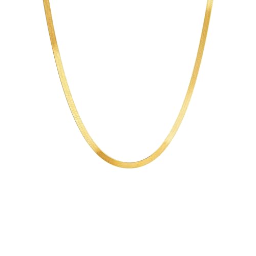 NECOCY 14K Gold Plated Necklaces for Women, Dainty Gold Herringbone Choker Necklace Thin Layered Snake Chain Jewelry for Gifts - color: 3MM 18"-GD Herringbone Necklace