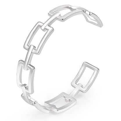 Gelbesty Infinity Love Knot Dainty Gold Bangle Bracelets for Women, 14K Gold Plated Adjustable 925 Silver Bracelet, Trendy Jewelry Gifts for Valentine's Day - color: Gold_Square
