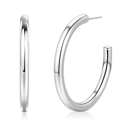 Gold Hoop Earrings for Women Summer Earrings Stainless Steel Hypoallergenic Earrings for Sensitive Ears Non Tarnish Hoops 4mm Hollow Tube Lightweight Earring Gifts for Women - style: 50mm Silver