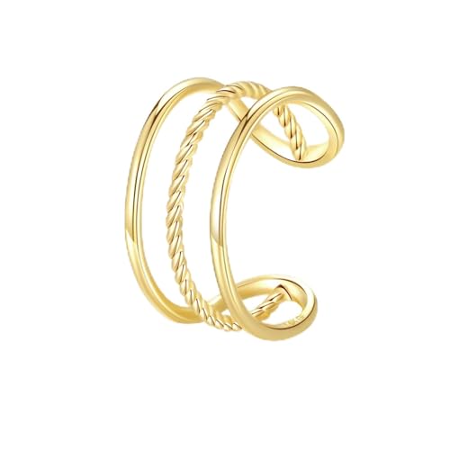 PLOMFOV 14K Gold Filled Gold Toe Rings for Women Adjustable Toe Rings Non Tarnish Solid 14K Real Gold Toe Ring - style: Triple