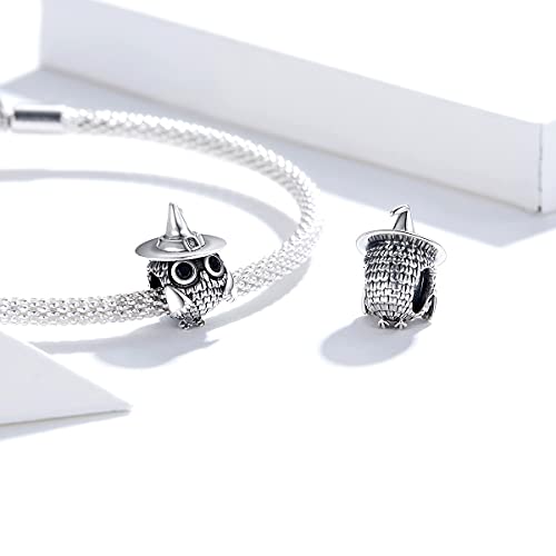 Hummingbird Charms For Bracelets 925 Sterling Silver Animal Dangle & Beads Butterfly Cat Beads Charms For Women Jewelry Gift - color: Silver owl