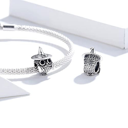 Hummingbird Charms For Bracelets 925 Sterling Silver Animal Dangle & Beads Butterfly Cat Beads Charms For Women Jewelry Gift - color: Silver owl