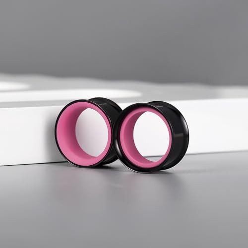 DOEARKO 2Pcs Stainless Steel Outer Ring & PLA Inner Plug Ear Gauges (2g/6mm - 1"/25mm) Hypoallergenic Double Material for Stretched Ears Lightweight Breathable Plugs - color: B&RS, size: 12mm(1/2")