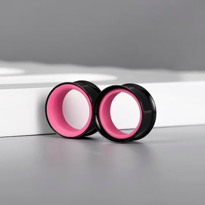 DOEARKO 2Pcs Stainless Steel Outer Ring & PLA Inner Plug Ear Gauges (2g/6mm - 1"/25mm) Hypoallergenic Double Material for Stretched Ears Lightweight Breathable Plugs - color: B&RS, size: 10mm(00g)